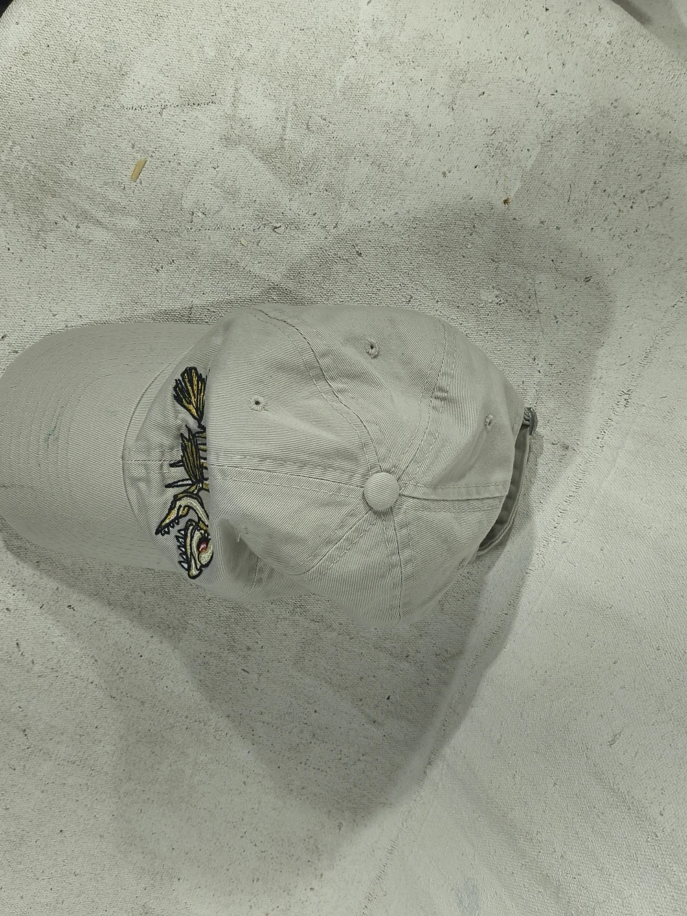 Beige Fish Skeleton Bone Fish Embroidered Baseball Cap By O C